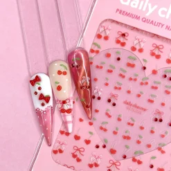 Valentine Bejeweled Nail Art Sticker Coquette Cherry Nagelkunst