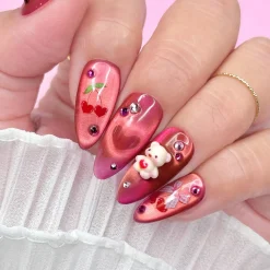Valentine Bejeweled Nail Art Sticker Coquette Cherry Nagelkunst