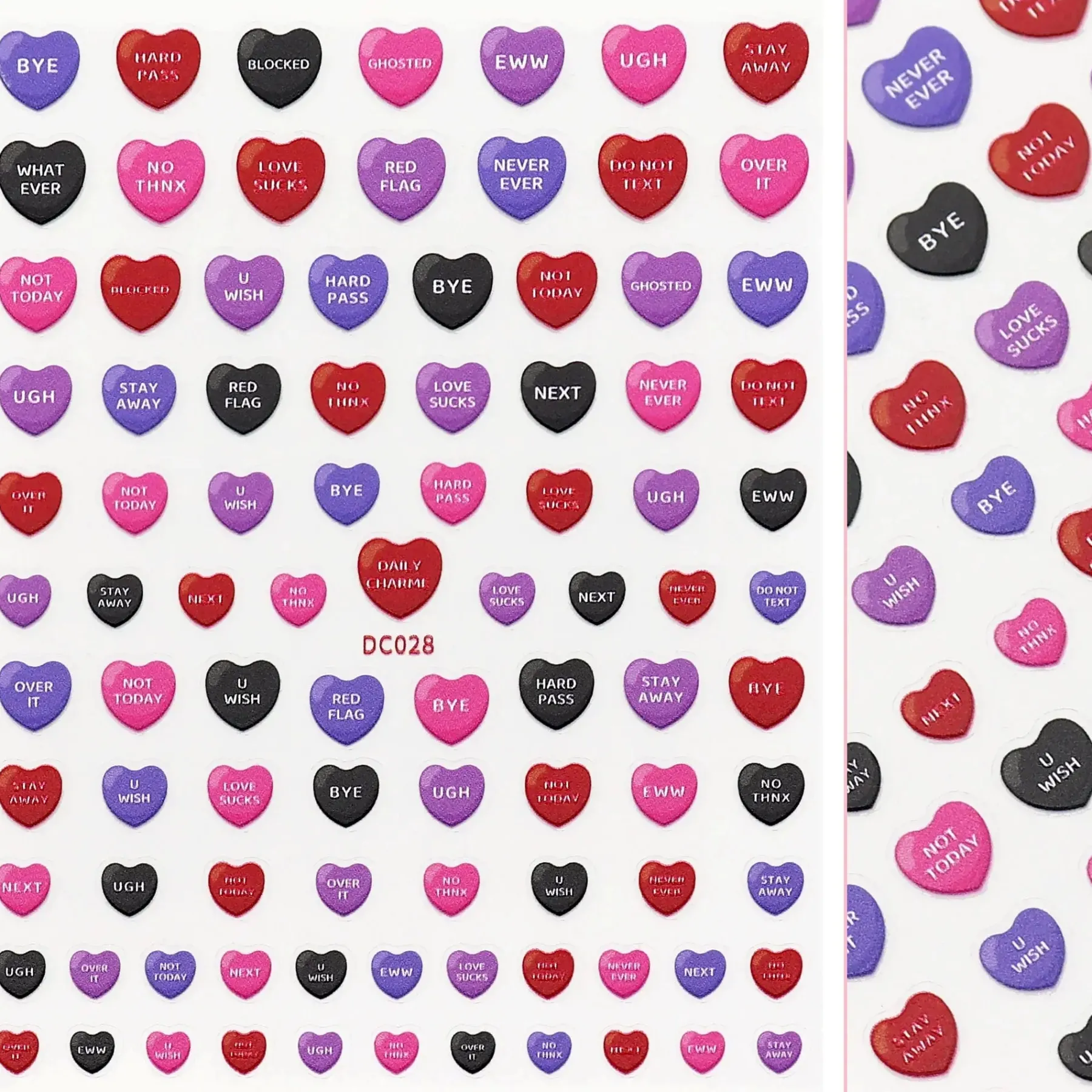Hot Valentine 3D Embossed Nail Art Sticker Anti-Sweet Talk Nagelkunst