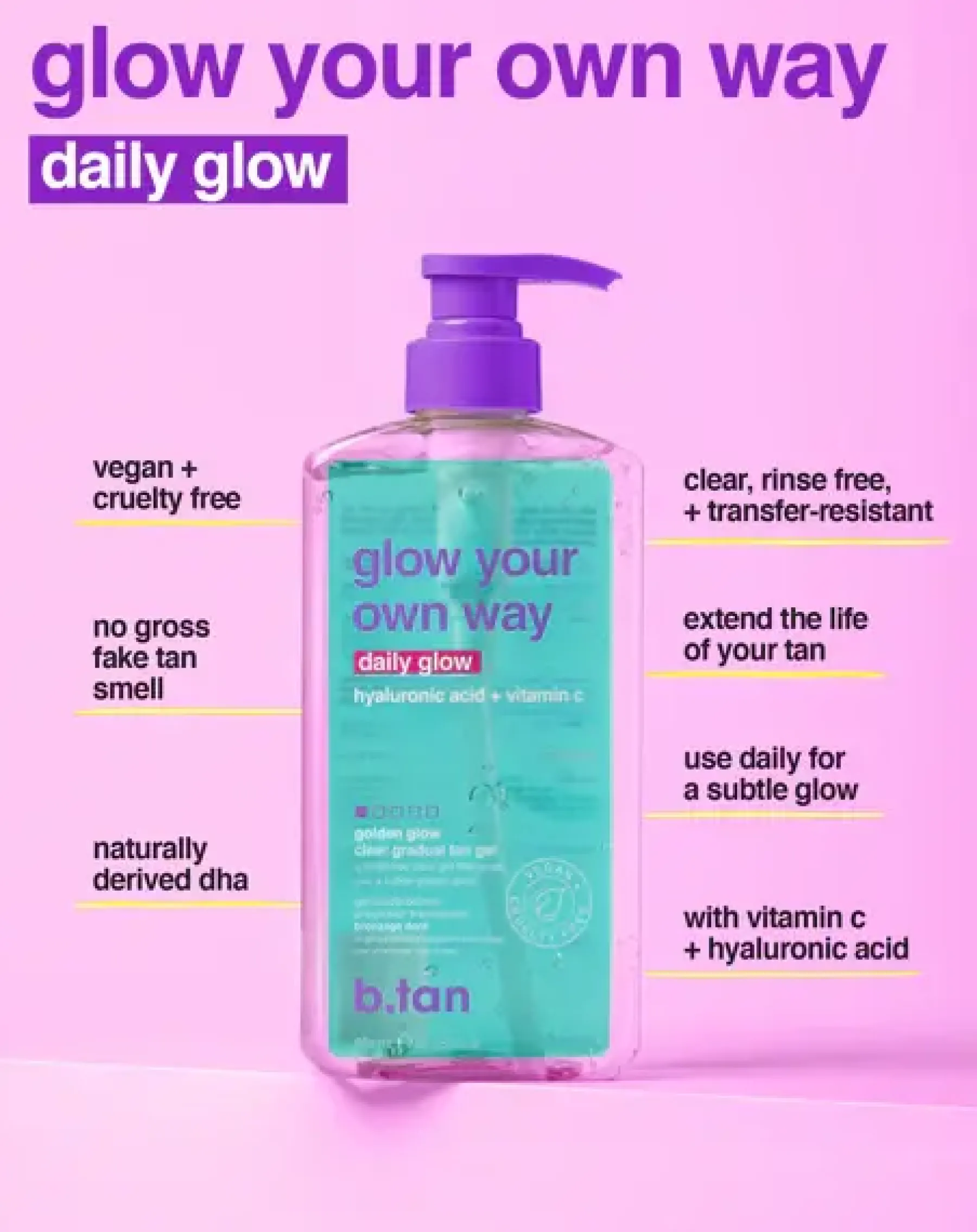 Your Own Way Daily Glow Gradual Self Tan Gel Vegan Tanning|Tanning Gel